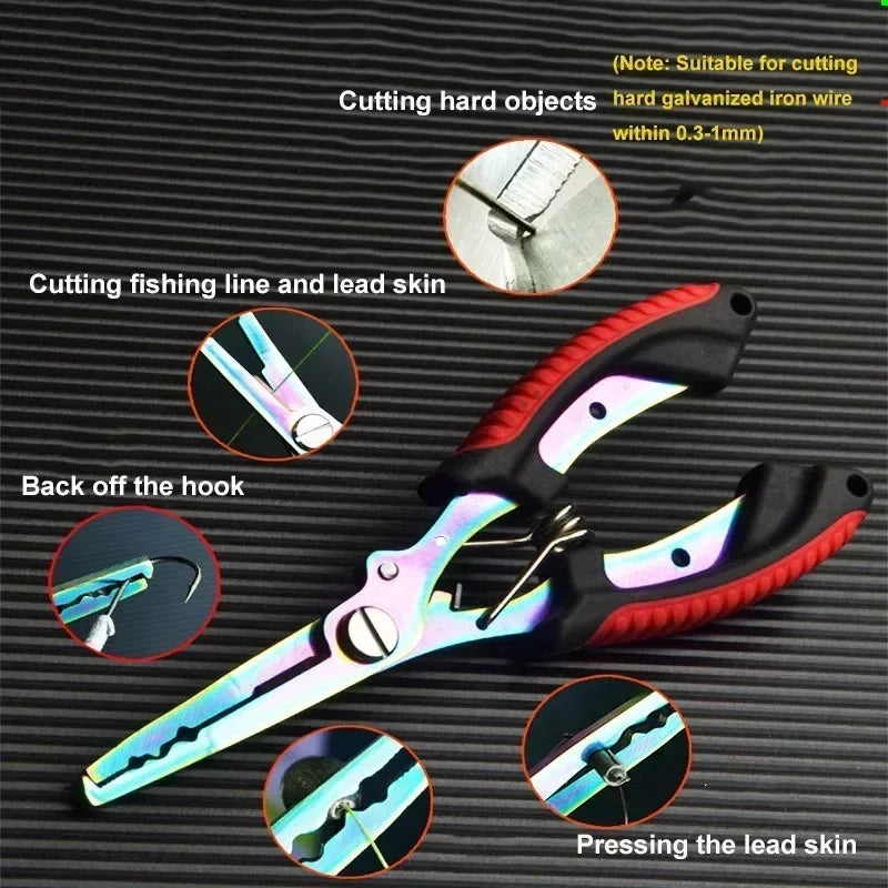 Stainless Steel Fishing Pliers Fishing Hook Remover Saltwater Resistant Braided Line Cutter Scissors Fishing Equipment