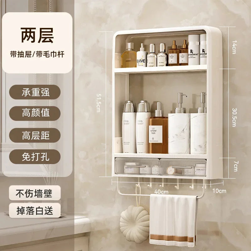 Bathroom Shelf Wall Mounted Waterproof Tissue Box Multifunctional Storage Rack for Toiletries Storage Box Shampoo Organizer