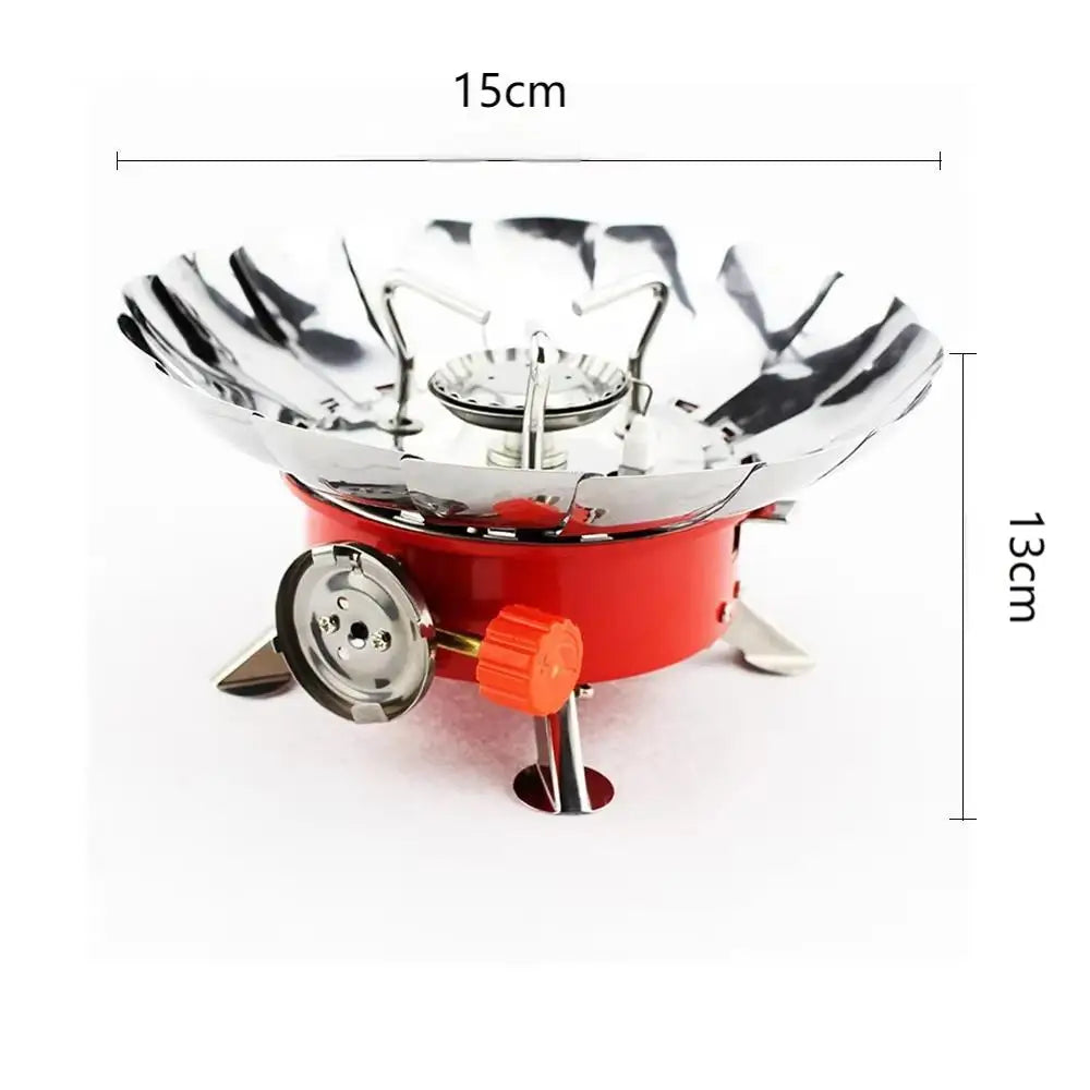 Outdoor Mini Portable Folding Heater Camping Lotus Burner Kitchen Cooker Heating Foldable Furance Head Card Gas Stove Wind Proof