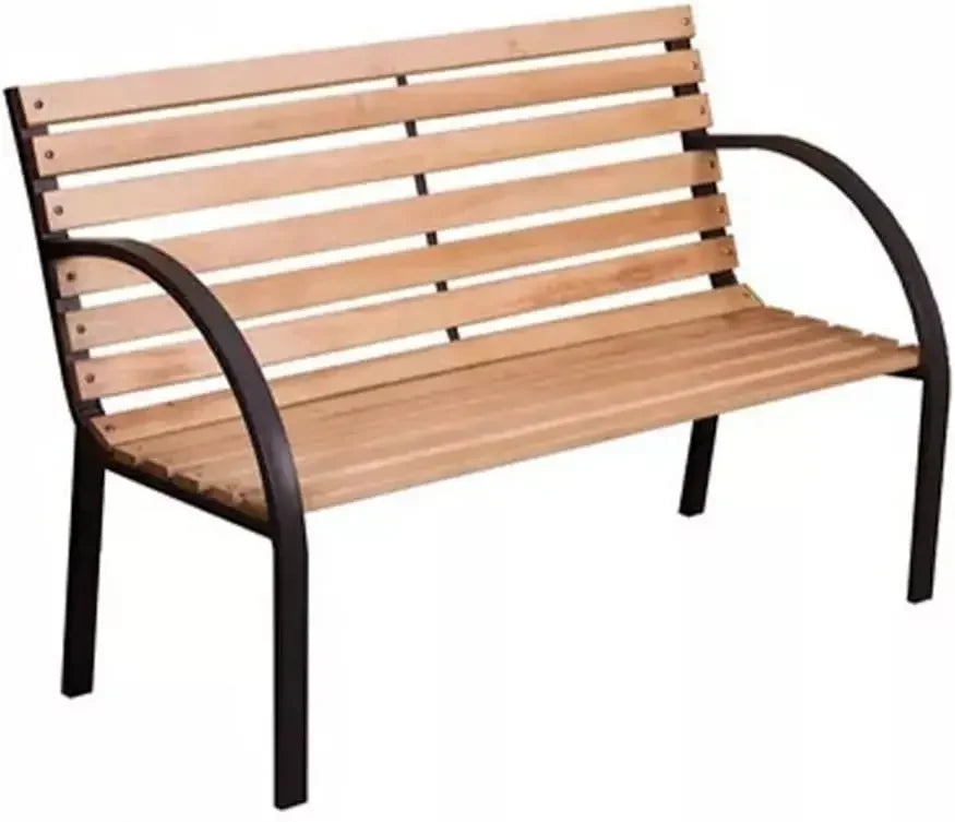 3-Seater Metal Garden Bench with Comfortable PVC Lattice Seat Back, Garden Furniture with Solid Steel Frame