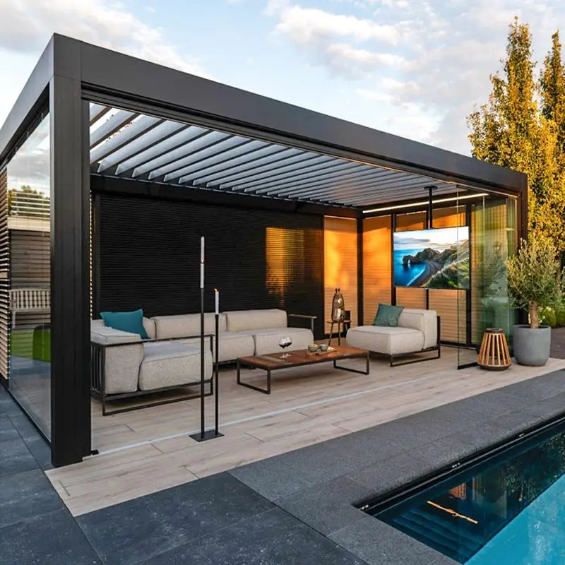 Powder Coating Aluminium Terrace Roof Panel Pergola Custom Made Louver Roof Aluminum Patio Outdoor Furniture Courtyard Pavilion