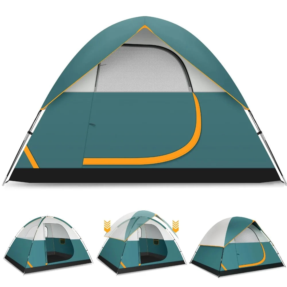 4 Person Tent for Camping with Waterproof Rainfly,Windproof Instant Family Dome Camping Tent with Mesh Door & Ventilation Window