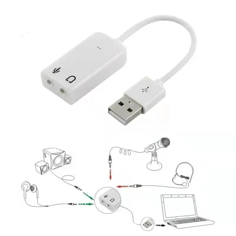 USB Audio Adapter External Sound Card with 3.5mm Headphone and Microphone Jack for Windows Mac Linux PC Laptop