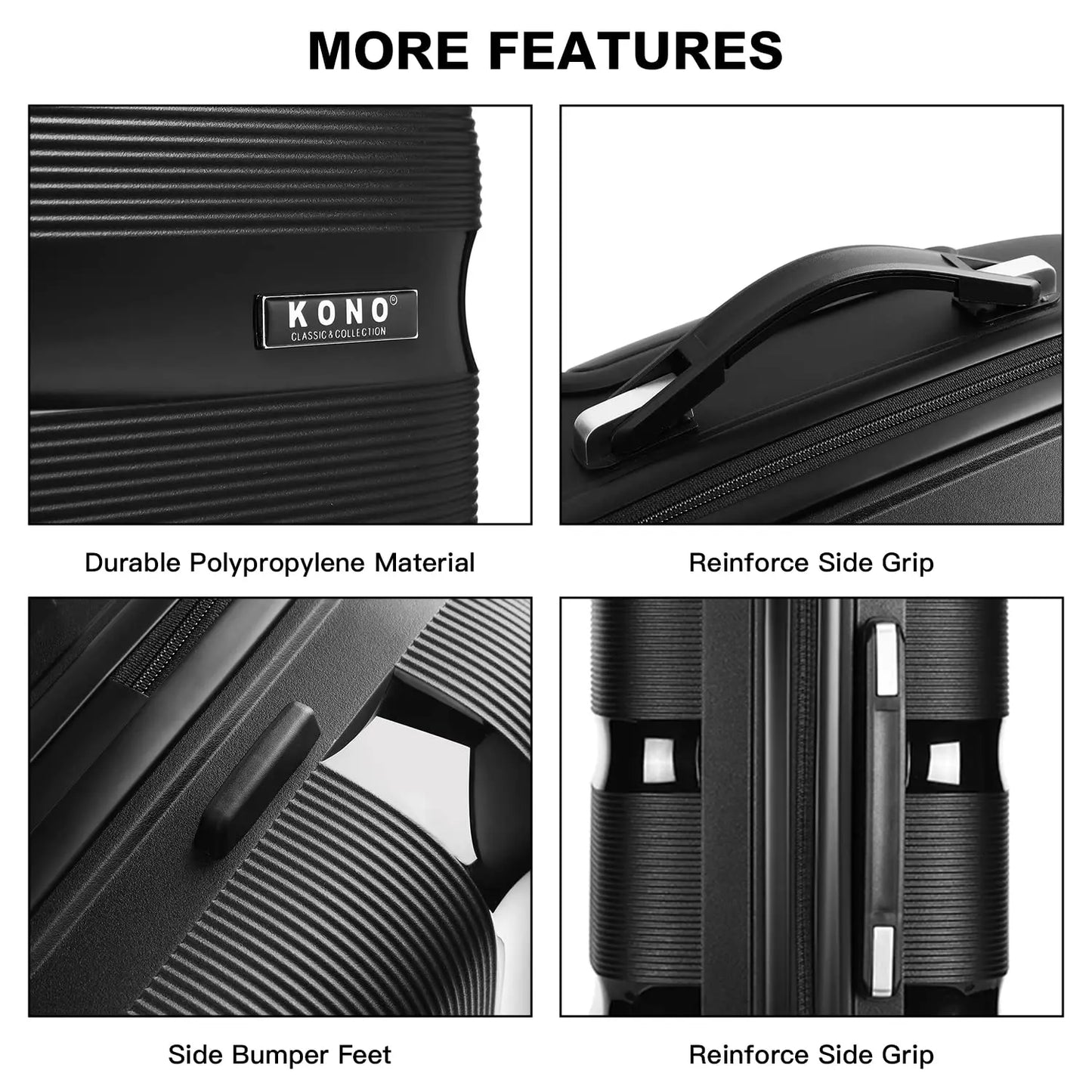 Kono 20" Hardshell Carry-On - Polypropylene Lightweight Luggage with TSA Lock & Smooth Spinner Wheels