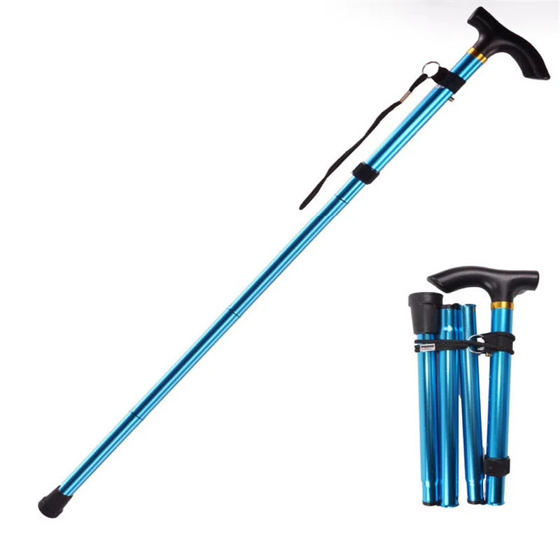 Multifunction Walking Stick Trekking Poles Telescopic Fold Crutches Hiking Stick Crutch Elderly Metal Stick Walking Cane Outdoor