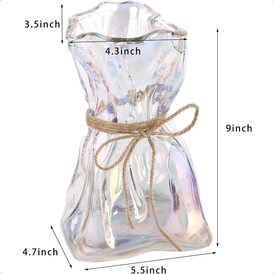 Glass VaseIrregular Shaped Vase for Flower Modern Minimalism Fashionable Vase Home Bedroom Kitchen Office Wedding Holiday Decor