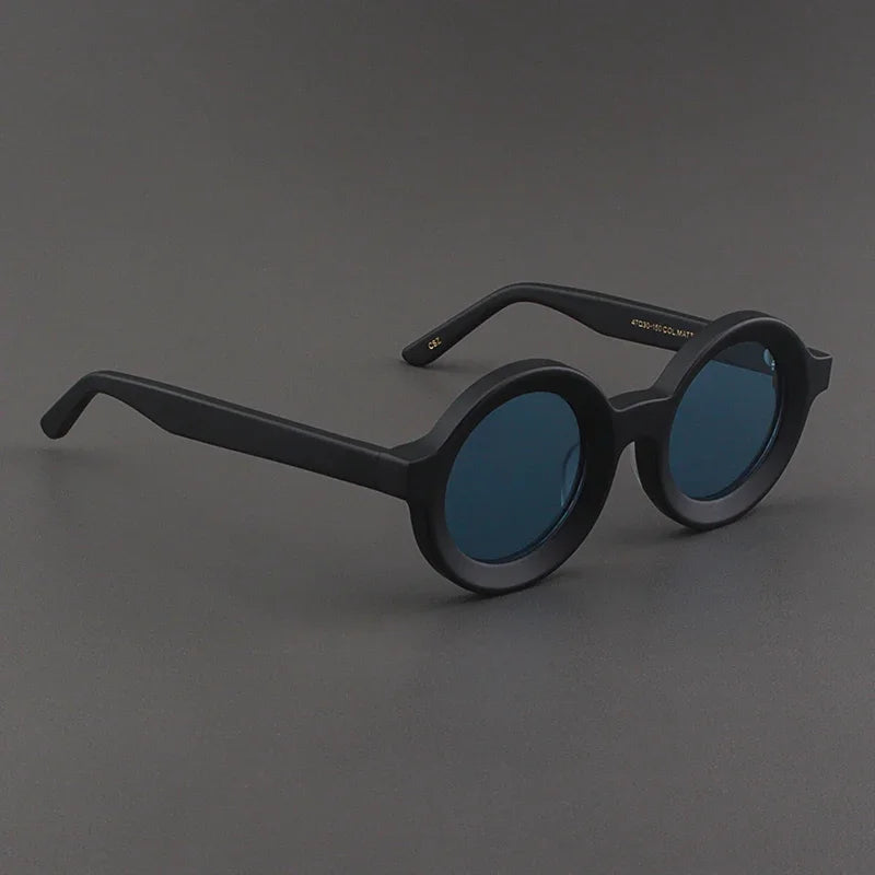 Luxury Sunglasses for Women Round Coarse Frame Frosted Matte Gray Pink Lenses Outdoor Handmade UV400 Men Polarized SUN GLASSES