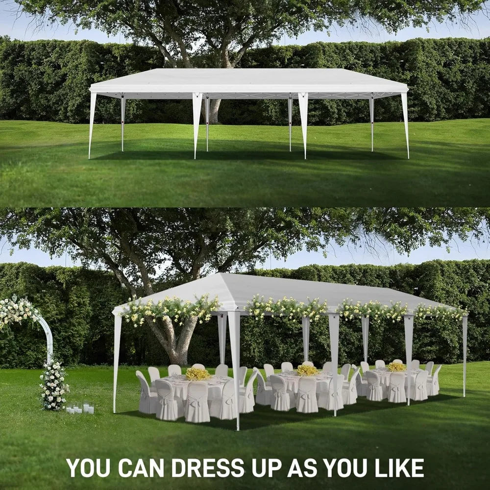 10x30 Pop Up Canopy Tent, Outdoor Tent Canopy Foldable Portable Canopies for Camping, Patio, Parties, EZ Up Gazebo Canopy with