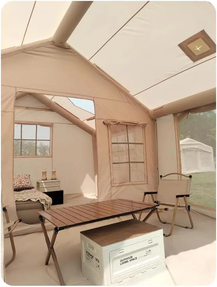 10-12 People Inflatable Tent for Camping 129 sqft Large Inflatable Tent, Easy Setup Glamping Tent with stove jack ,4 Season Tent