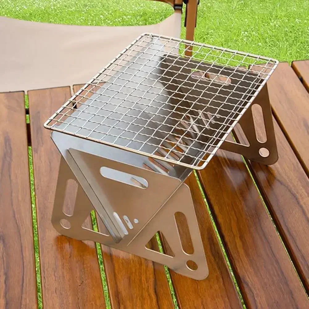 Multifunction Bbq Charcoal BBQ Grill Folding Furnace Barbecue Stainless Steel Kitchen Utensils Mesh Wood Stove Outdoor Bar Home