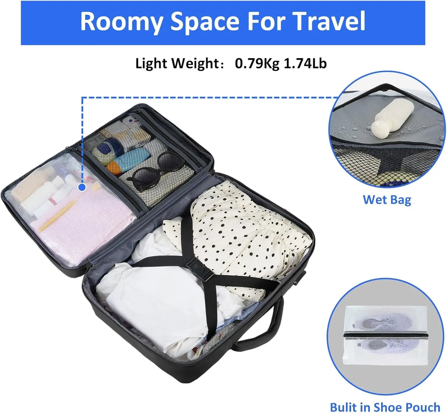 Travel Laptop Backpack for Men Women, Airplane Approved Travel Backpack Suitcase with Usb Charging Port