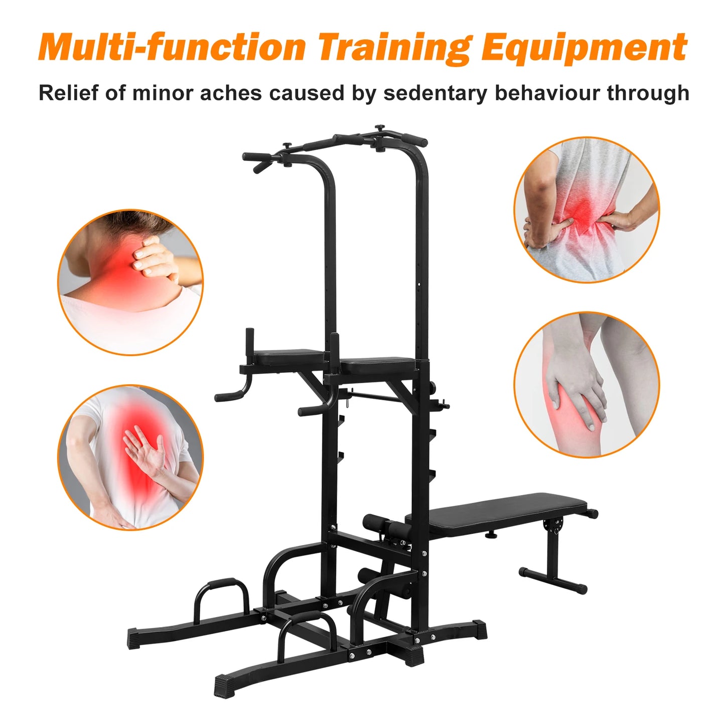 Adjustable Height Pull Up Dip Bar Station, Heavy Duty Multi-Function Fitness Rack for Home Gym Full Body Strength Training