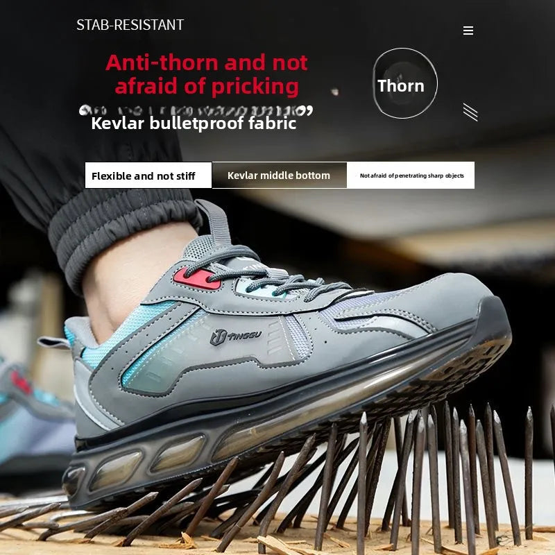 Men's Safety Shoes Steel Toe Soft Soled Women Male Sneakers Lightweight Air Cushion Working Footwears Protection Anti Smashing