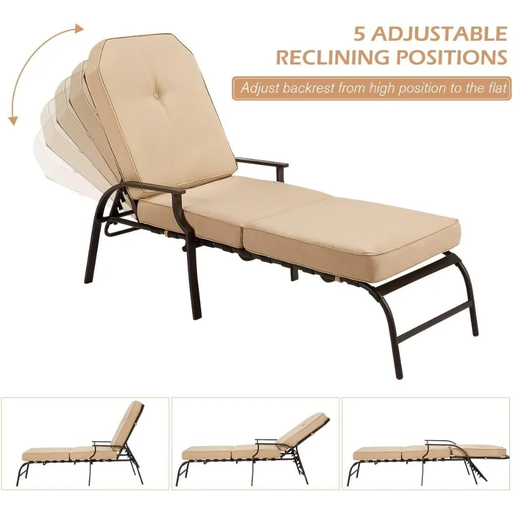 Adjustable Recliner Chair with Armrest, Outdoor Chair for Patio, Garden and poolside
