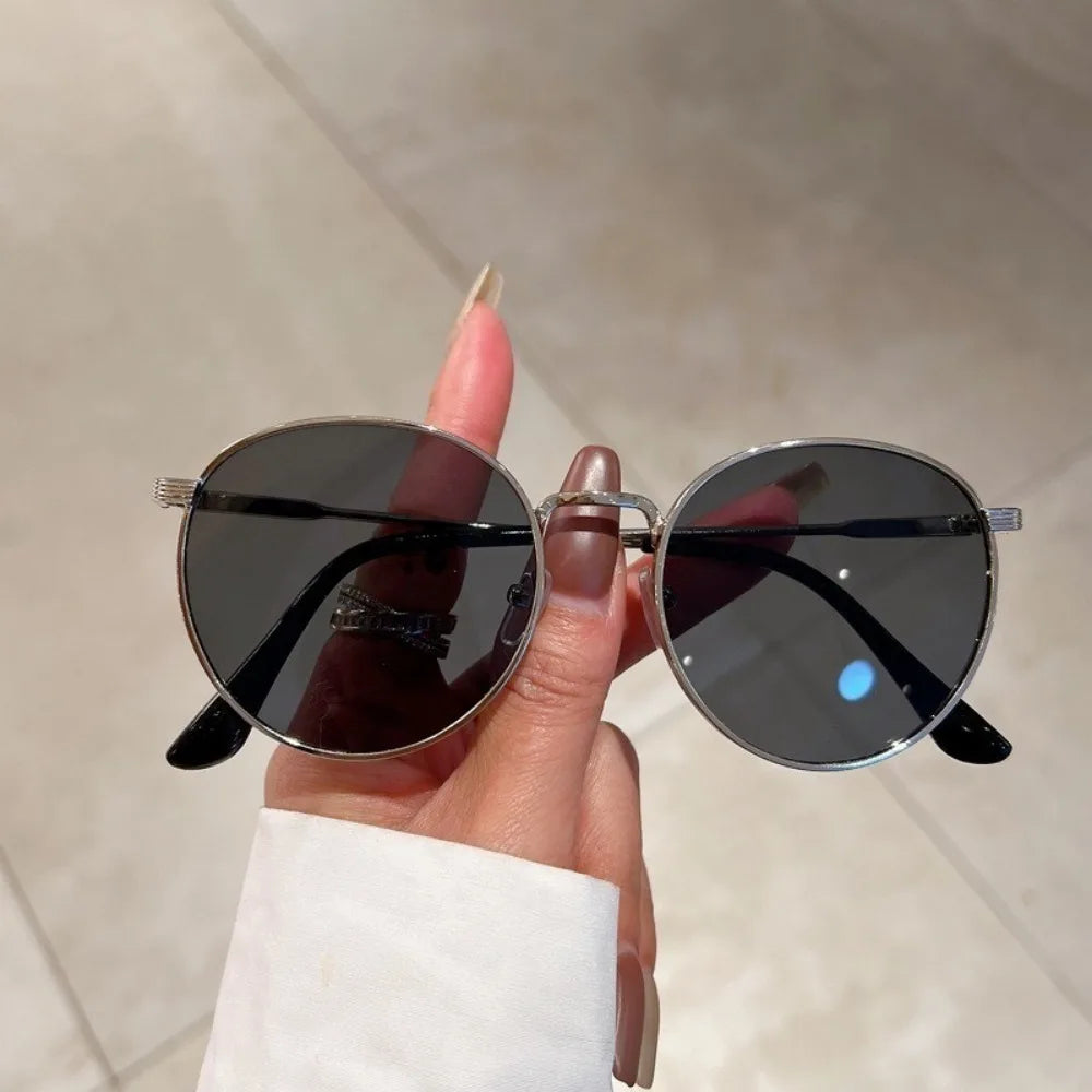 Women Men Sunglases Round Sun Glasses New Women's Metal Frame Fishing Glasses Eyewear UV400 Shades for Lady