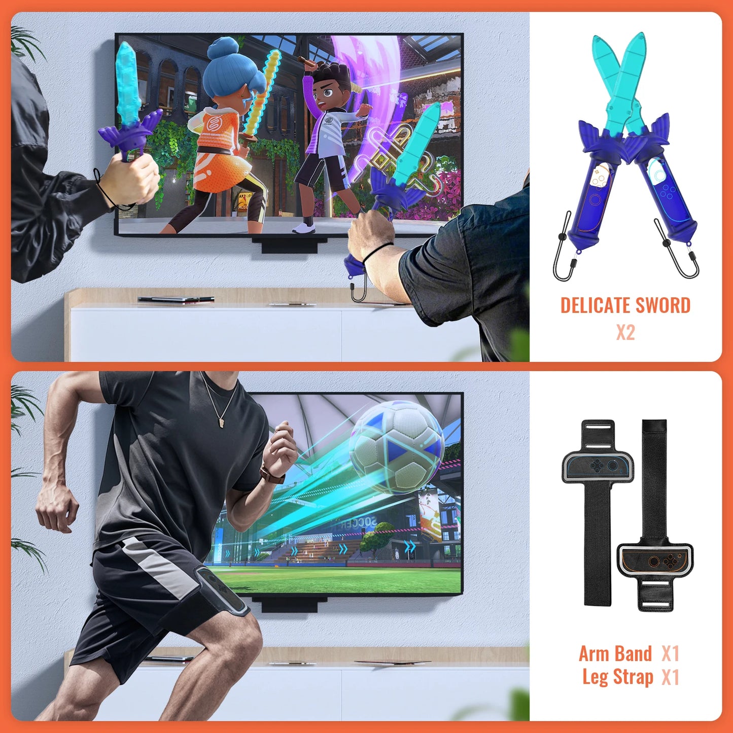 Sports Game Accessories For Switch 2 12 In 1 Tennis Racket Golf Club Leg Strap Sword Set for Switch Sports Games Sports Party