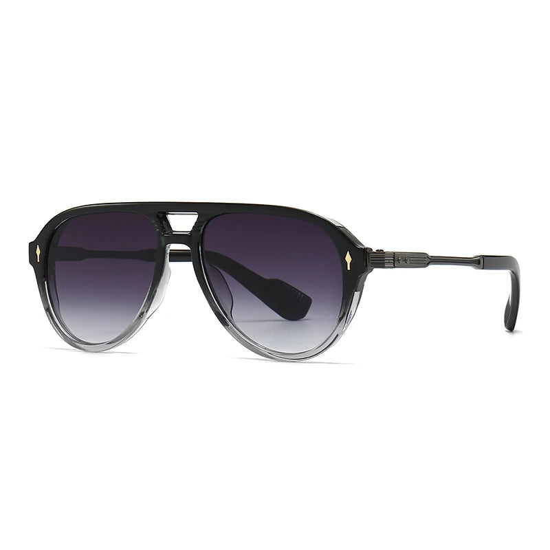 New European and American Men's Aviator Glasses Retro Double-Brorgon Square Frame Sunglasses Cross-Border Spot Wholesale