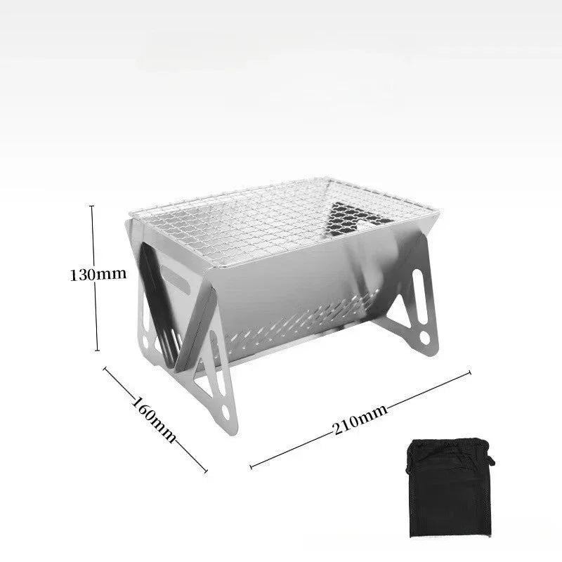 Multifunction Bbq Charcoal BBQ Grill Folding Furnace Barbecue Stainless Steel Kitchen Utensils Mesh Wood Stove Outdoor Bar Home
