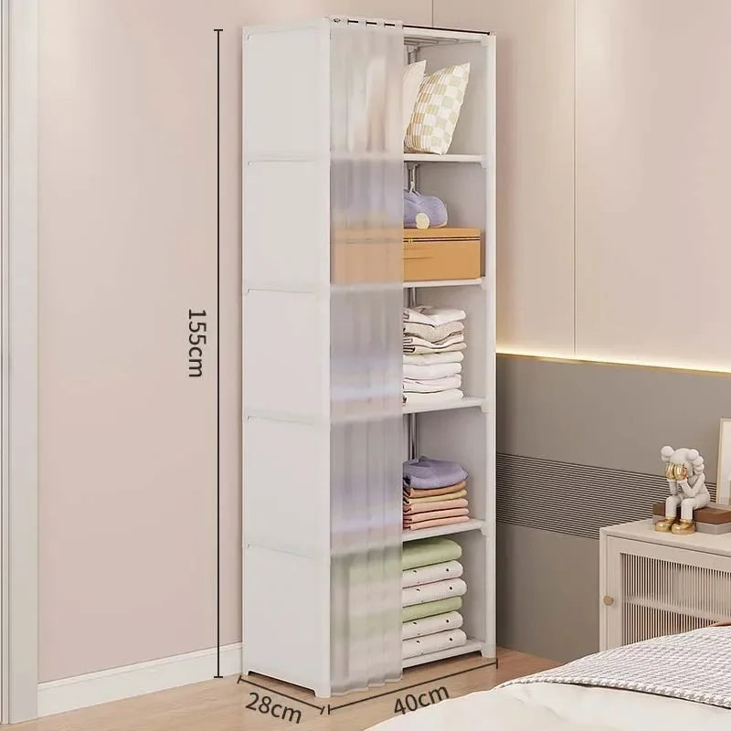 Multi-Layer Foldable Wardrobe Dustproof Storage Rack Simple DIY Assembly Large Capacity Cabinet for Home Organization and Use