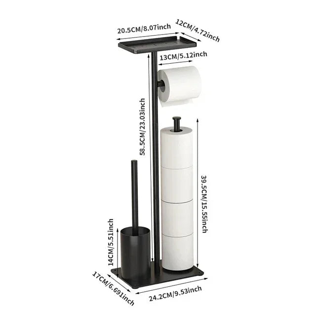 304 Stainless Steel Integrated Bathroom Accessories Toilet Brush Holder Floor Standing Toilet Paper Holder Cleaning Tools