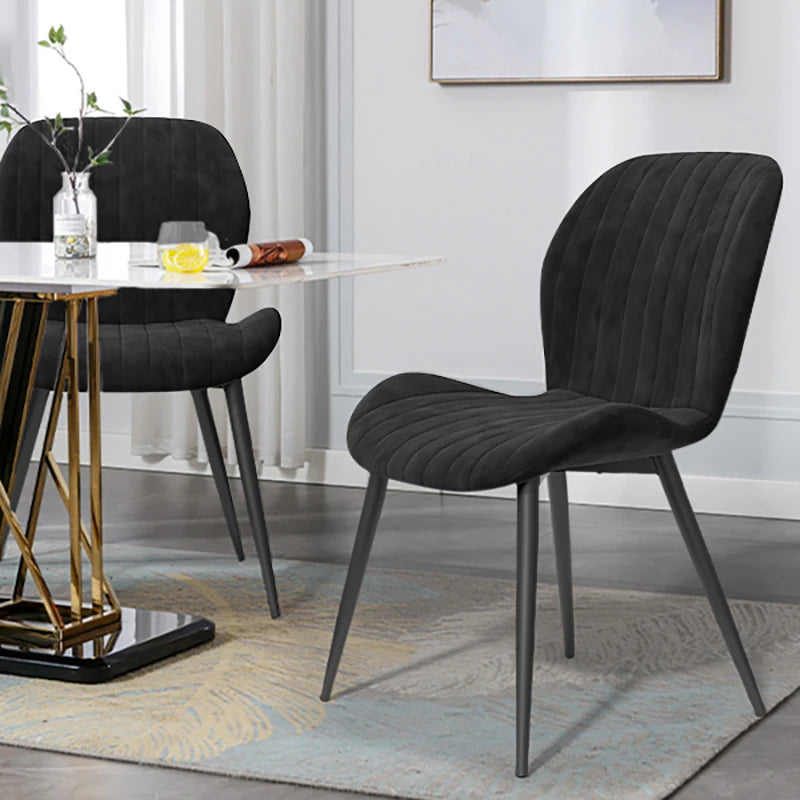 Dining Chair Set of 2, Upholstered Dining Room Chairs, Mid-Century Modern Armless Back Chair with Velvet Soft Seat Metal Legs,