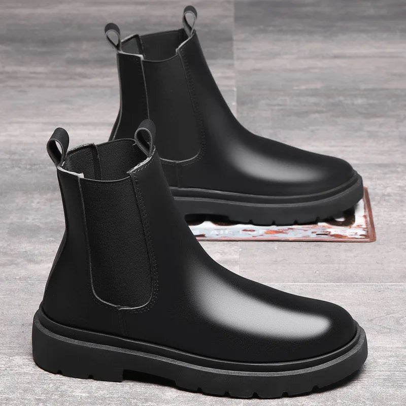 Men's Autumn Chelsea Boots Outdoor high top fashion shoes British style versatile mid top boot Casual comfortable male shoe