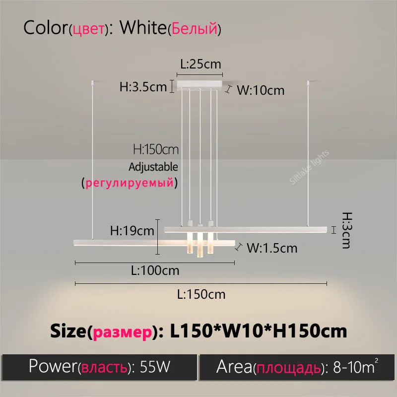 Modern light creative bar counter strip designer lamps LED Pendant Light for Dining Table Kitchen Chandelier Memory Function