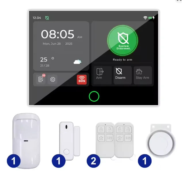 G74 Smart Alarm System Kits Tuya Alarm Smart Security Protection Panel Kit Inteligente Alexa Home Security System 6 languages