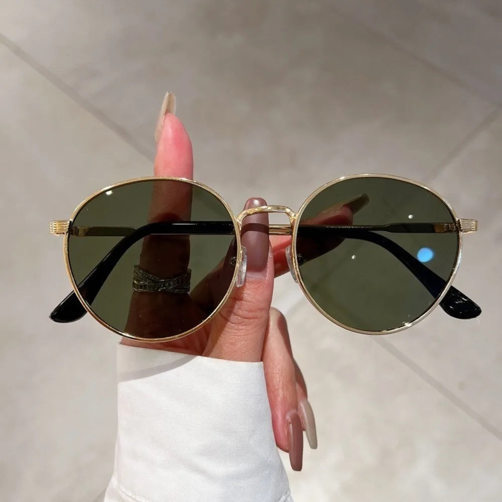 Women Men Sunglases Round Sun Glasses New Women's Metal Frame Fishing Glasses Eyewear UV400 Shades for Lady