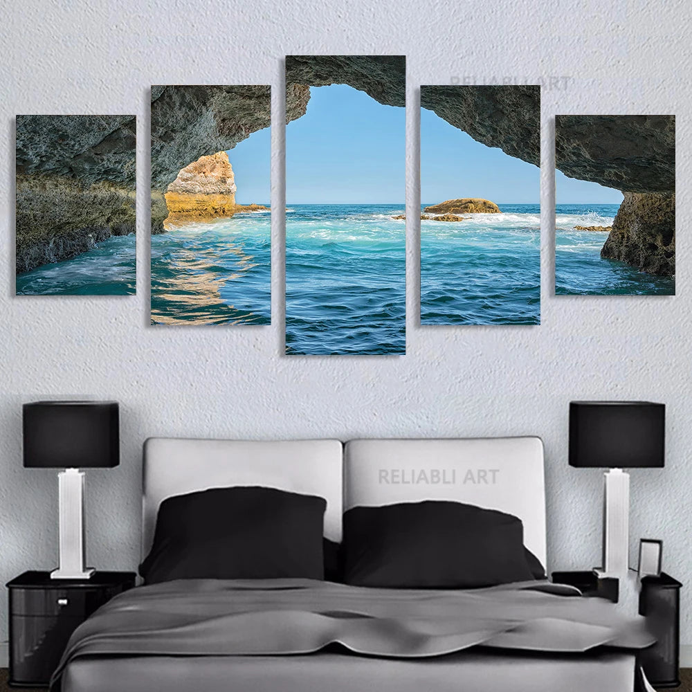 5pcs Landscape Canvas Painting Modern Wall Art Printed Picture Home Decor Mountain Sunset Wall Art for Living Room Decor Unframe