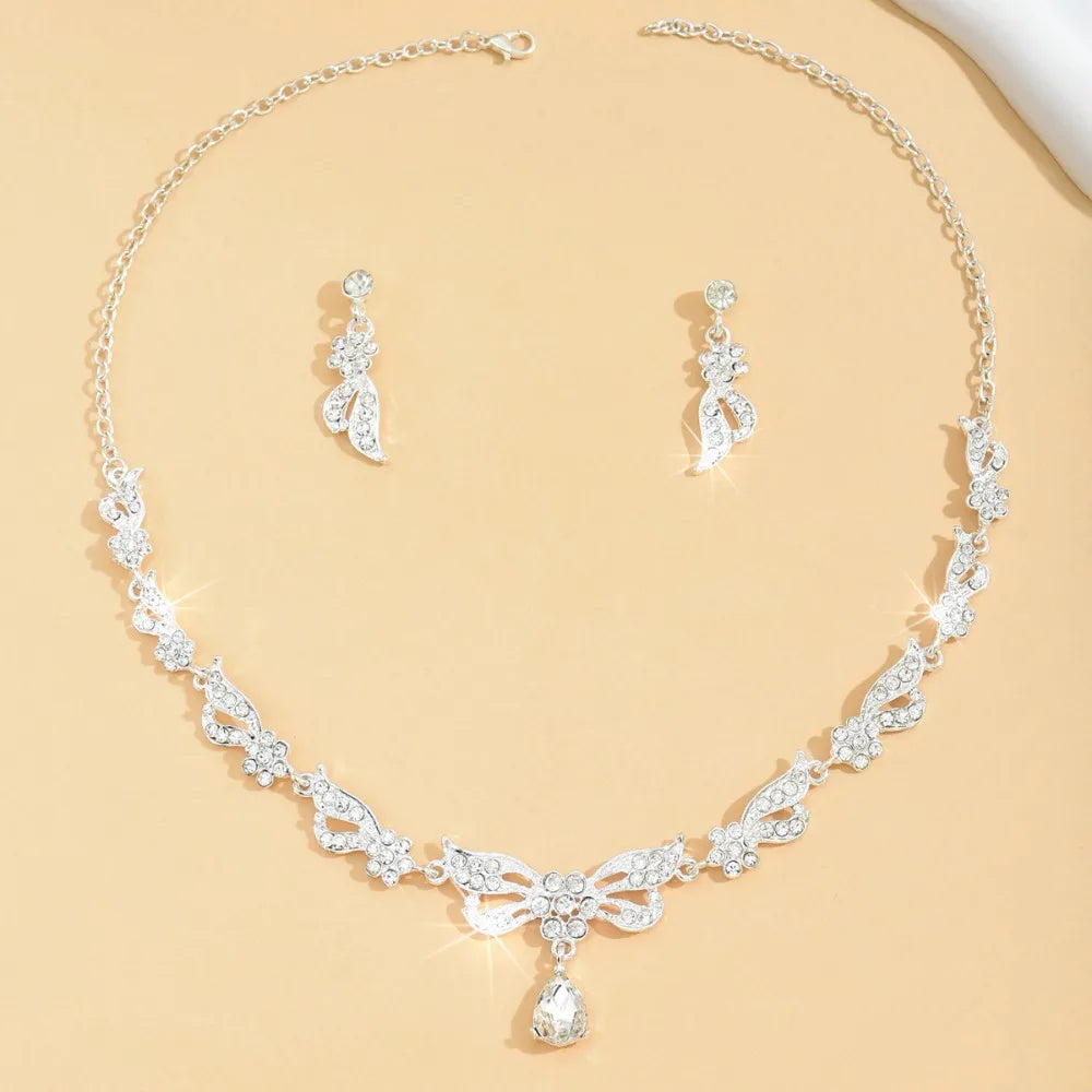 Brida Crystal Rhinestone Jewelry Set Shining Exquisite Necklace Luxury Diamond Earrings Banquet