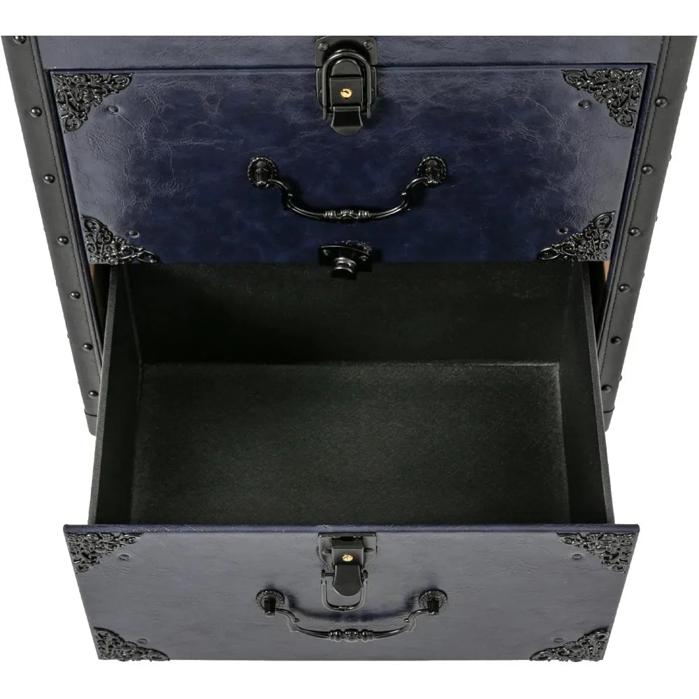 Rolling Lockable Makeup Train Case Stylist Beauty Hair Salon Trolley Suitcase Travel Organizer Tool Box with Hair Dryer Holder