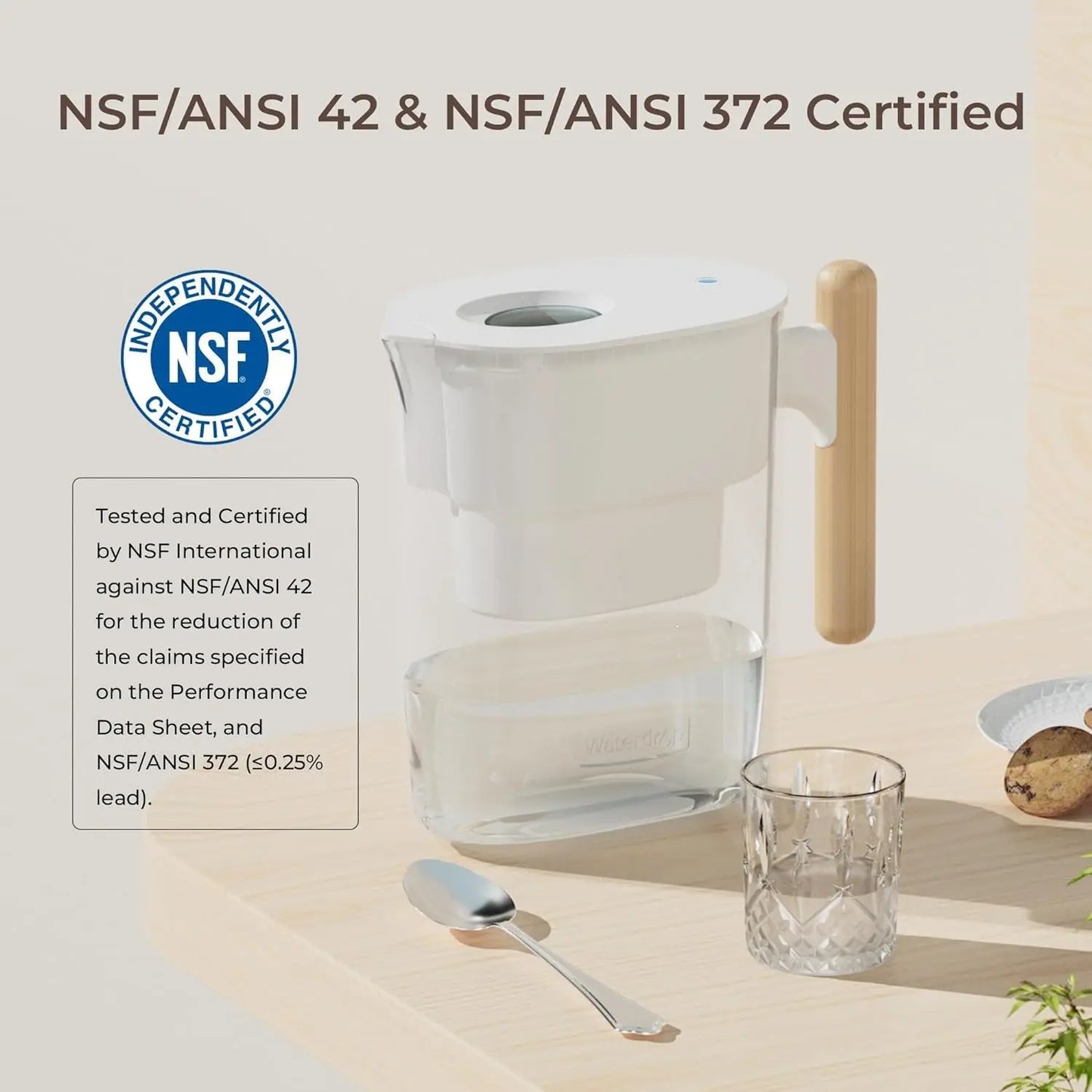 Waterdrop 200-Gallon Long-Life Chubby 10-Cup Large Water Filter Pitcher with 1 Filter, NSF Certified, 5X Times Lifetime