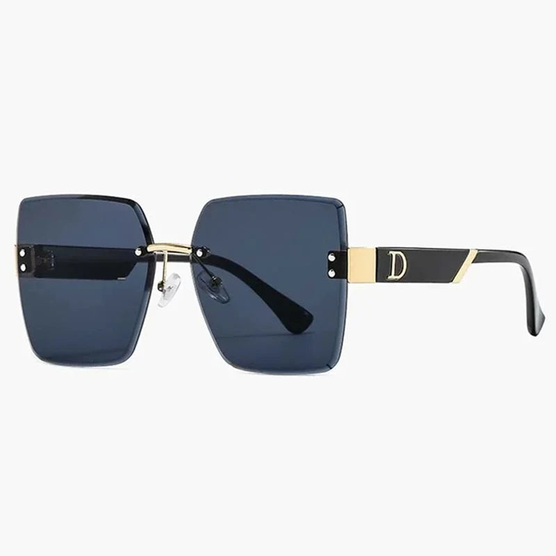 Fashion Square Sunglasses Women Vintage Sun Glasses Female Big Frame Mirror Retro Luxury Traveling Rimless Oculos De Sol
