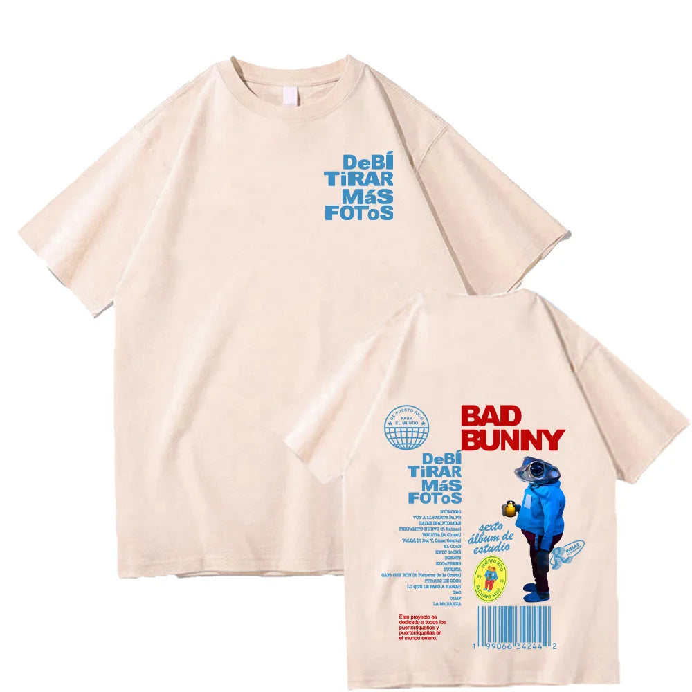 Bad Bunny Debi Tirar Más Fotos T-Shirts Harajuku Unisex Clothes Women Men Cotton High Quality Tshirts Casual Y2K Streetwear Tee