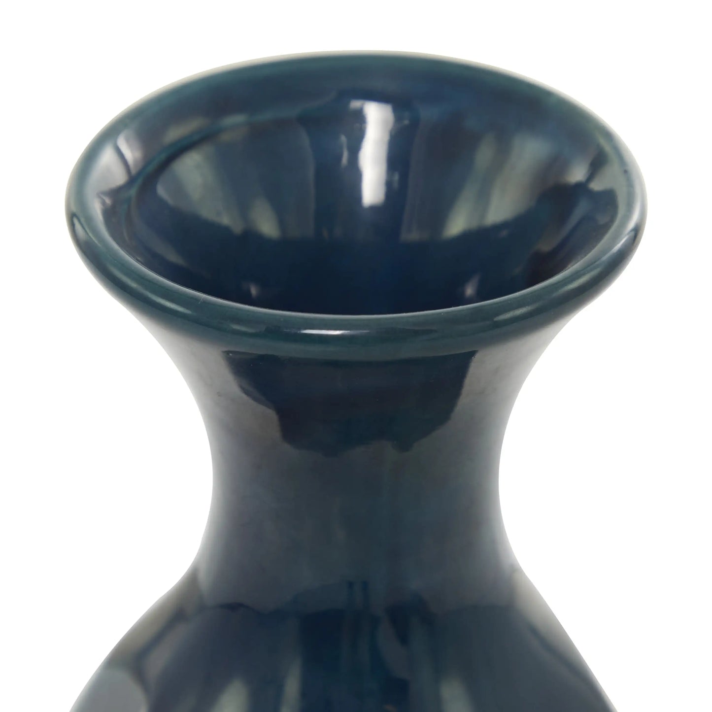 Blue Ceramic Modern and Coastal Vase 5W X 15H, Featuring Minimalist Design with Clean Lines and Angular Structures