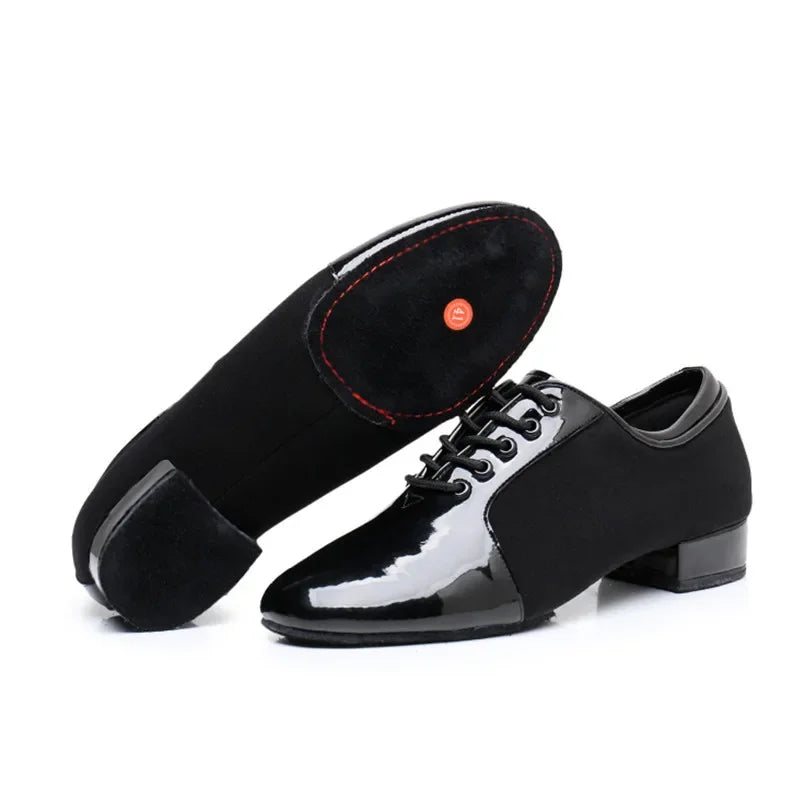 2025 Men New Modern Dance Shoes 2.5cm Heels Male Oxford Fabric Latin Shoes Breathable Soft Boys Social Ballroom Dance Footwear