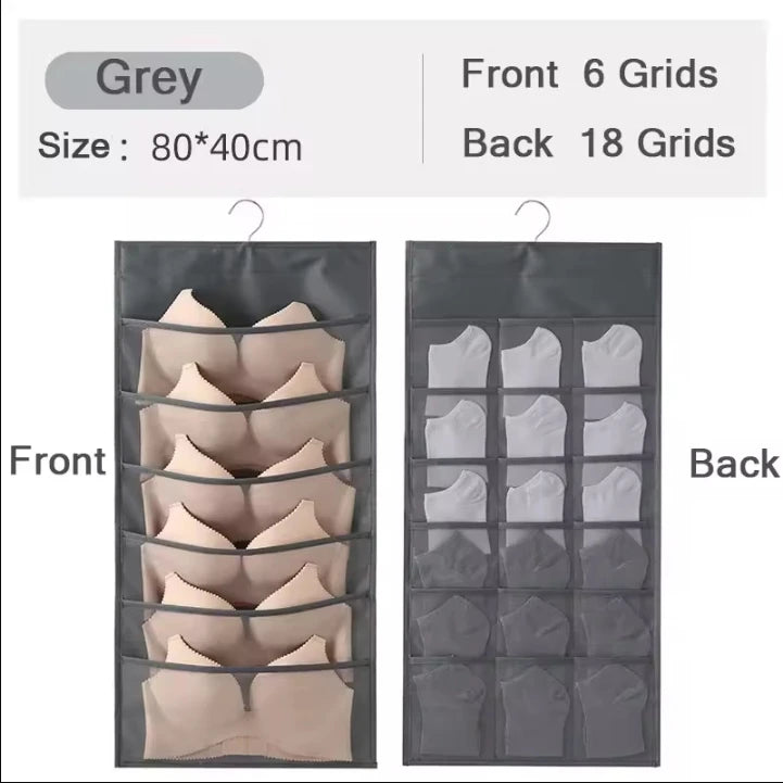 Wardrobe Closet Transparent Storage Bag Hanging Handbag Organizer Underwear Bra Organizer Storage Washable