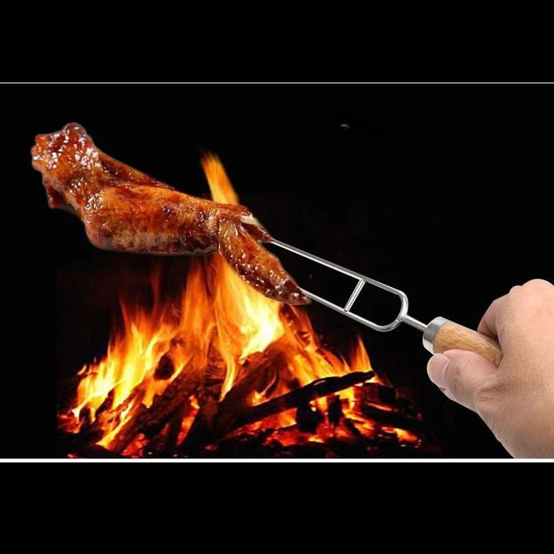 6pcs Stainless Steel U-Shaped Barbecue Brazing Fork Needle Grilling Skewers Double Prong bbq grill outdoor kitchen gadgets