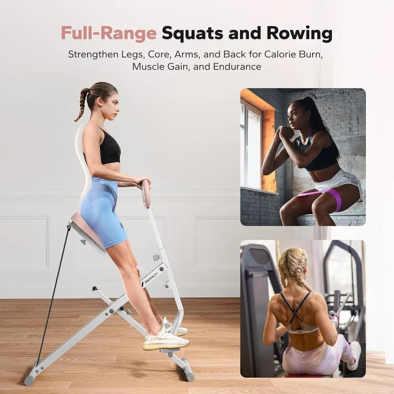 MERACH 2 in 1 Squat Rowing Machine, Easy Setup & Foldable Exercise Equipment, Glute Trainer, Glutes & Leg Home Workout