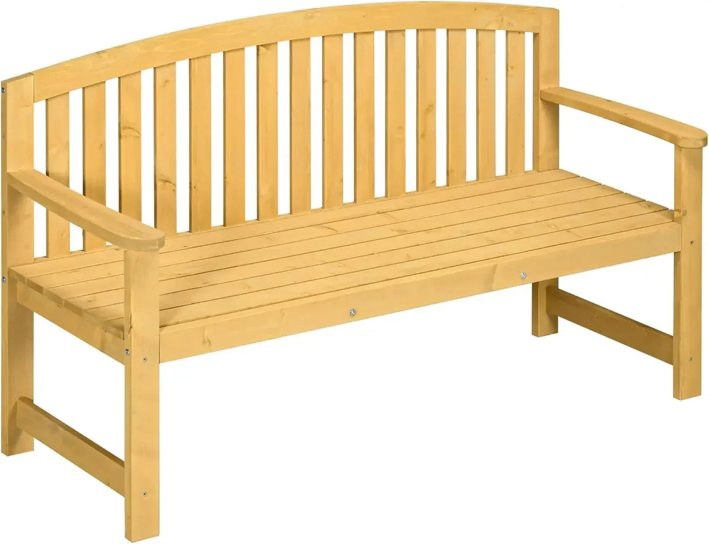 2 Seater Wooden Garden Bench with Armrest,  Outdoor Furniture Chair for Park, Balcony