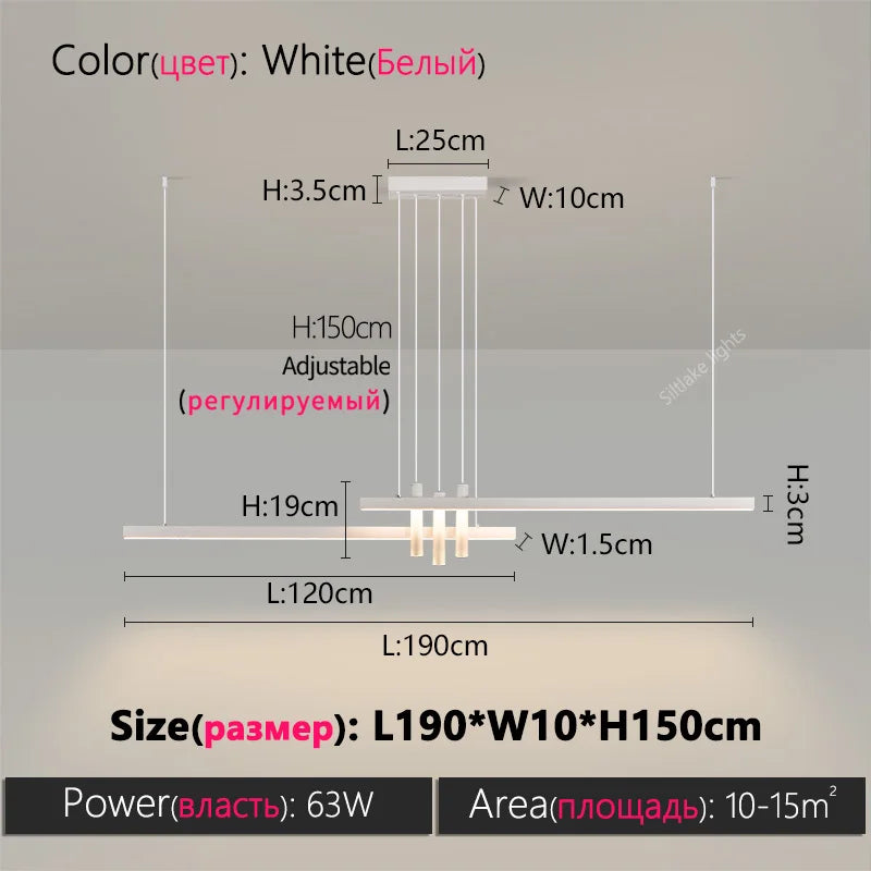 Modern light creative bar counter strip designer lamps LED Pendant Light for Dining Table Kitchen Chandelier Memory Function