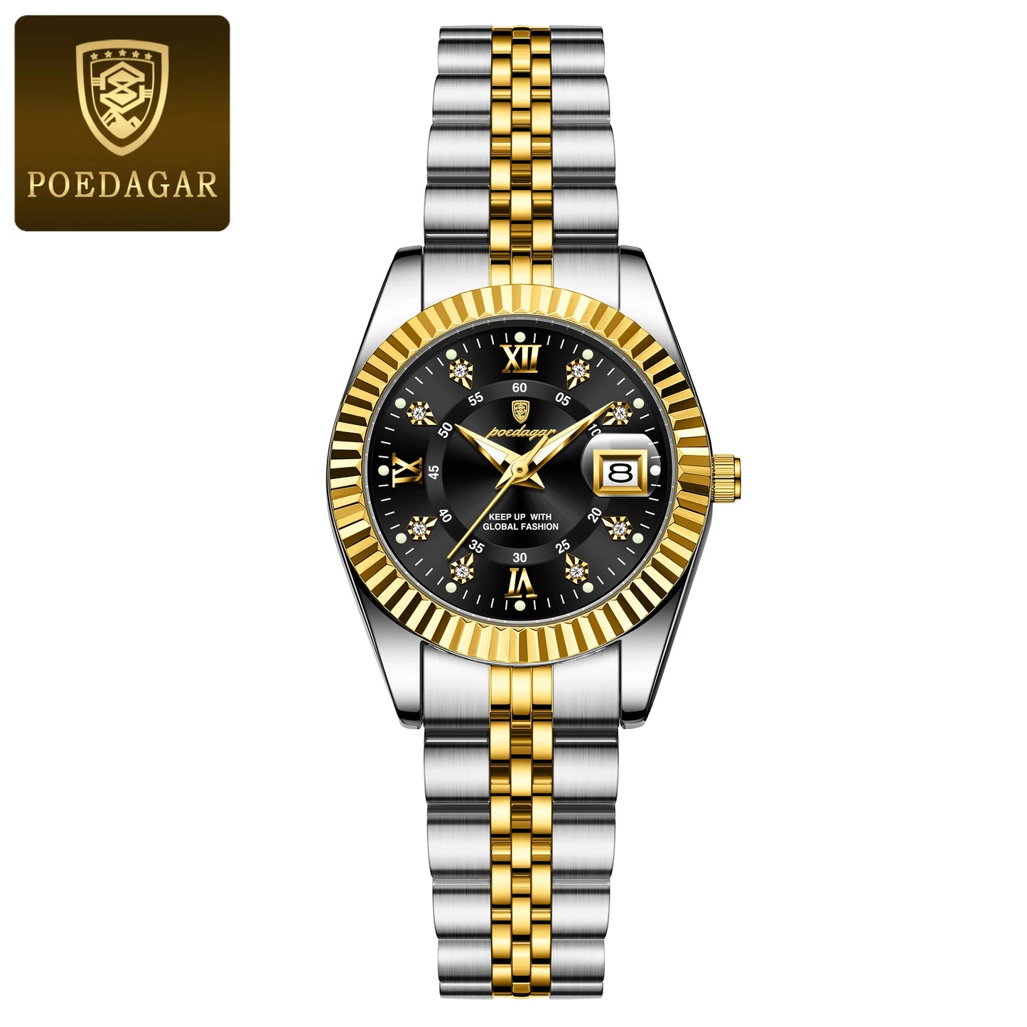 POEDAGAR Luxury Women's Watches Waterproof Luminous Date Ladies Wristwatch Stainless Steel Elegant Quartz Watch For Women Reloj