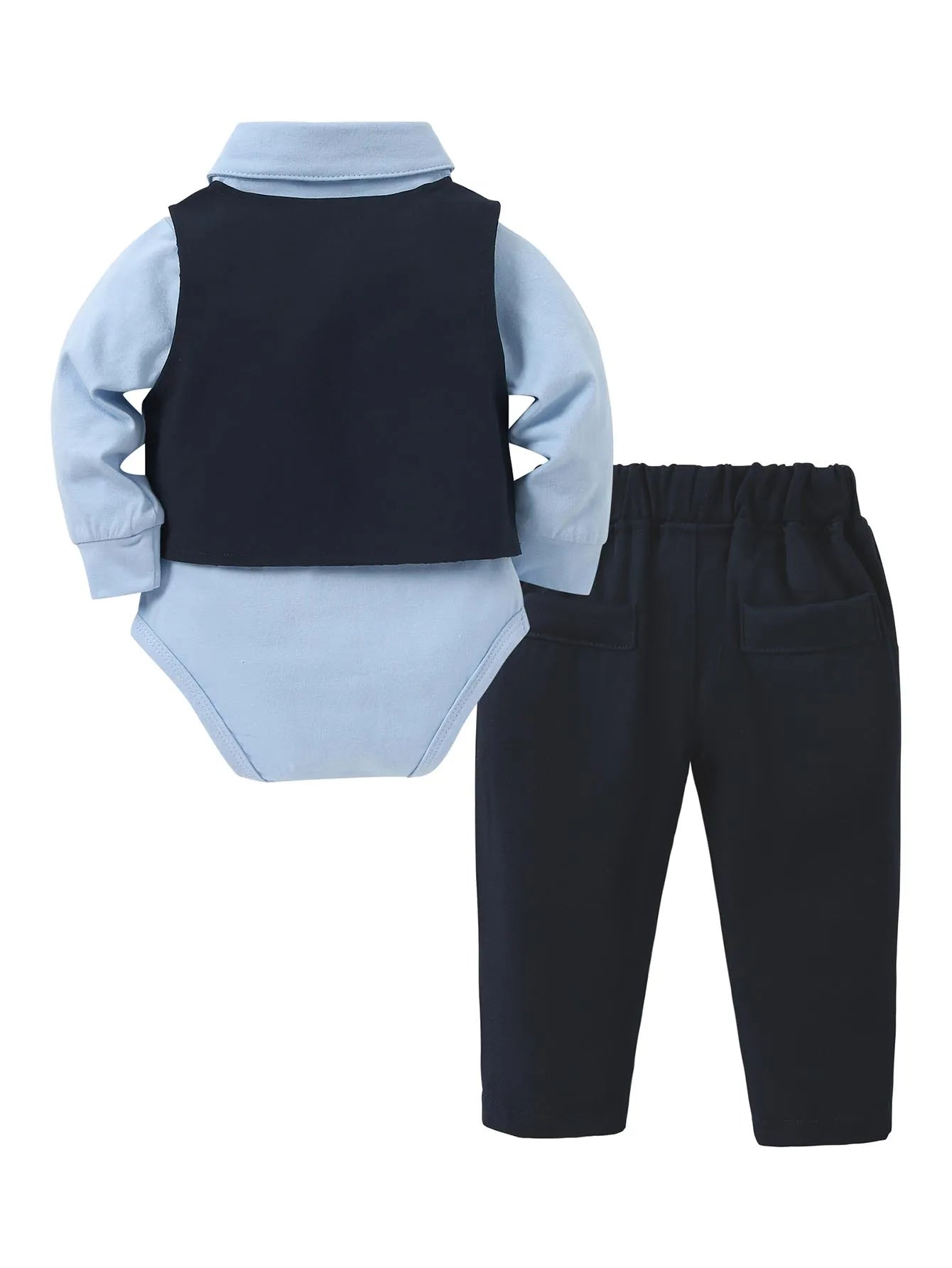 Baby Boy Clothes Suits 5PC Infant Gentleman Outfit Dress Shirt+Bowtie+Vest+Corsage+Pants  Toddler Boy Wedding Party Outfits