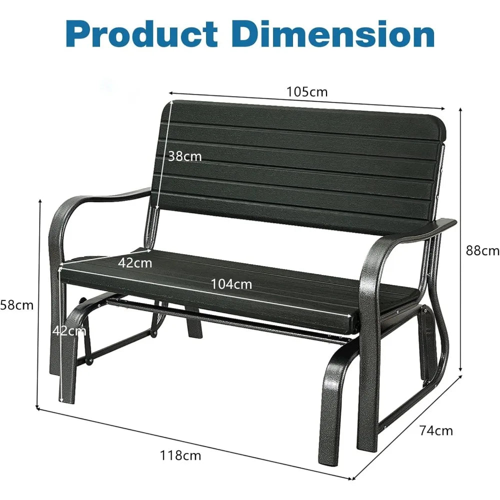 2 Seater Garden Rocking Chair, Outdoor Loveseat Relax Patio Rocker Swing Seat for Backyard, Porch and Poolside