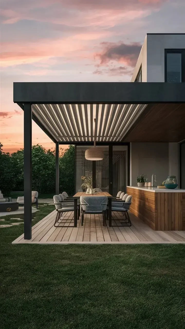 Modern Bioclimatique Pergola Luxury Louvered Aluminium Gazebo Square Tube Rain-Proof Motorized Louver Roof Patio Outdoor Pergola