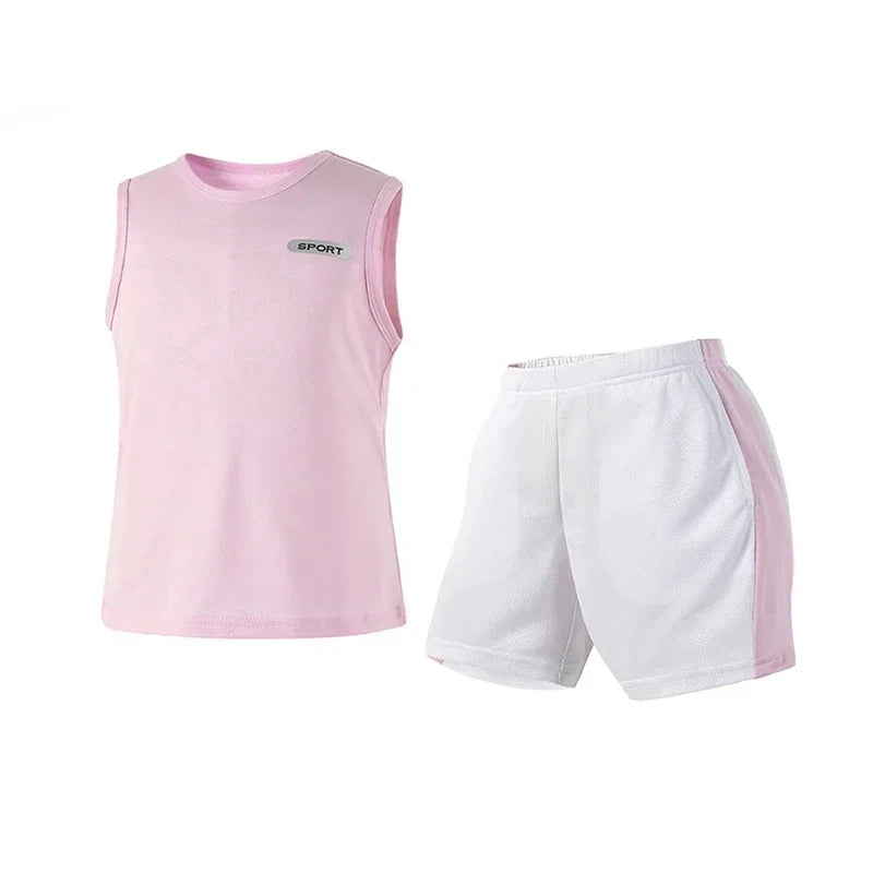Summer Children  Sports Sets Quick-drying Breathable Basketball Suit Kids Boys Girls Gym Outdoor Vest Shorts Suit