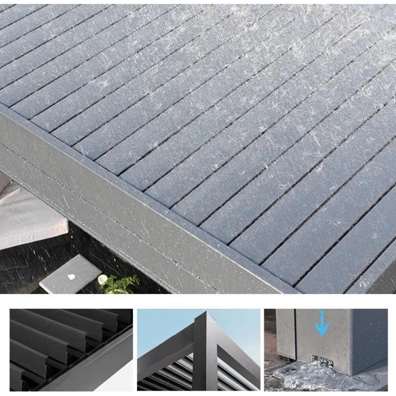 10x13ft,3x4m Aluminum manual flip Louvered Pergola 6063 T5 aluminum  reversible roof  for outdoor garden house