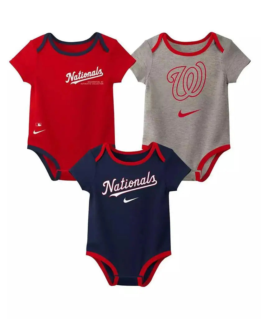 Nike | Baby Boys and Girls Washington Nationals Authentic Collection Three-Pack Bodysuit Set
