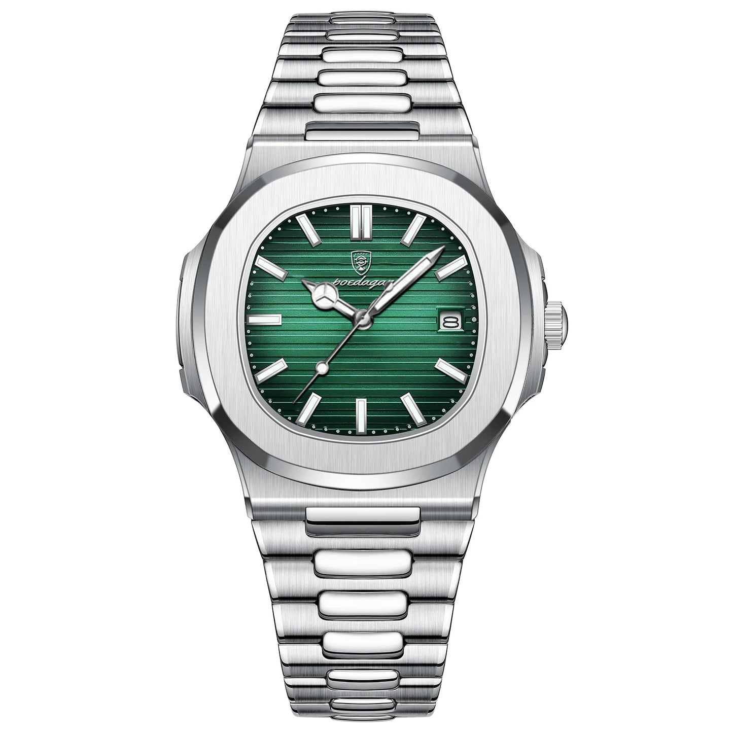 POEDAGAR Luxury Classic Man Watches Luminous Date Stainless Steel Square Quartz Male Clock Waterproof Watch for Men Reloj +Box